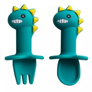 COLHER DE SILICONE INFANTIL DINOSSAURO 2PCS
